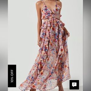 ASTR Palace Floral Cut-out Maxi Dress size Small